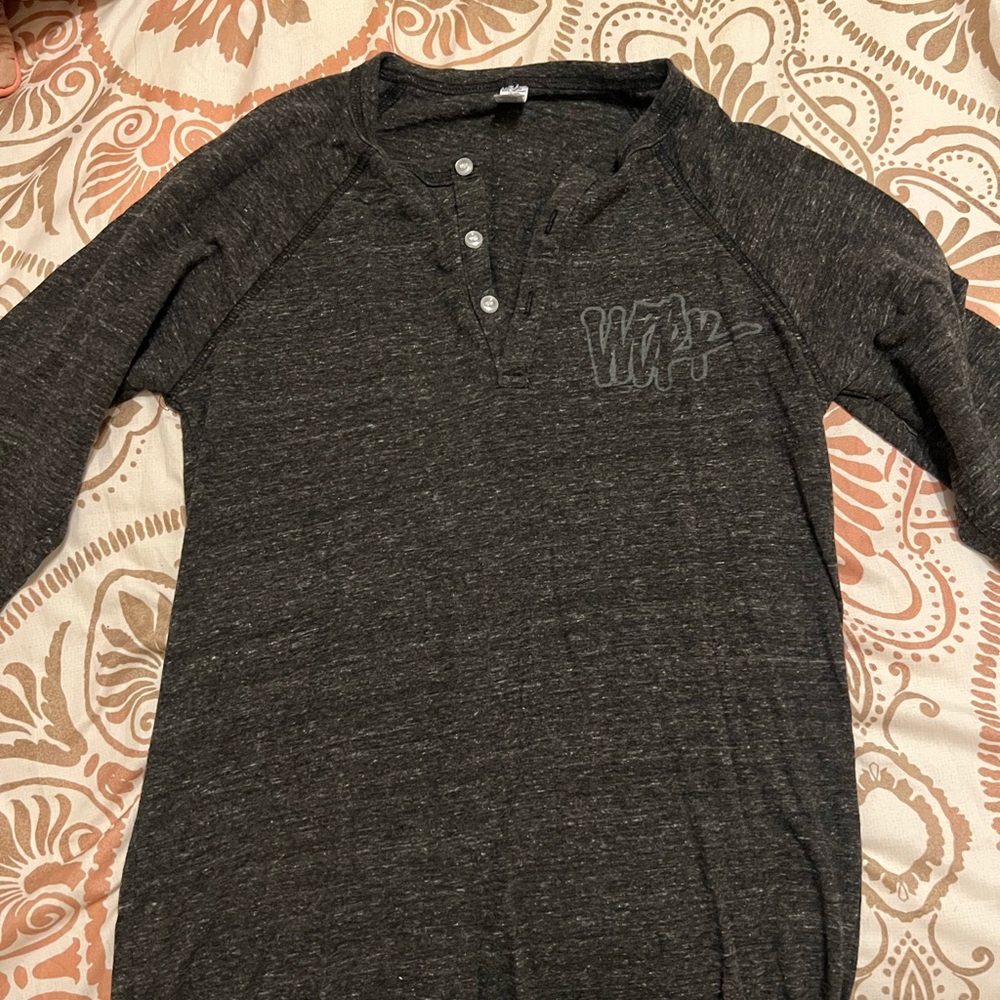 Flag Nor Fail Henley Charcoal Long Sleeve Tee